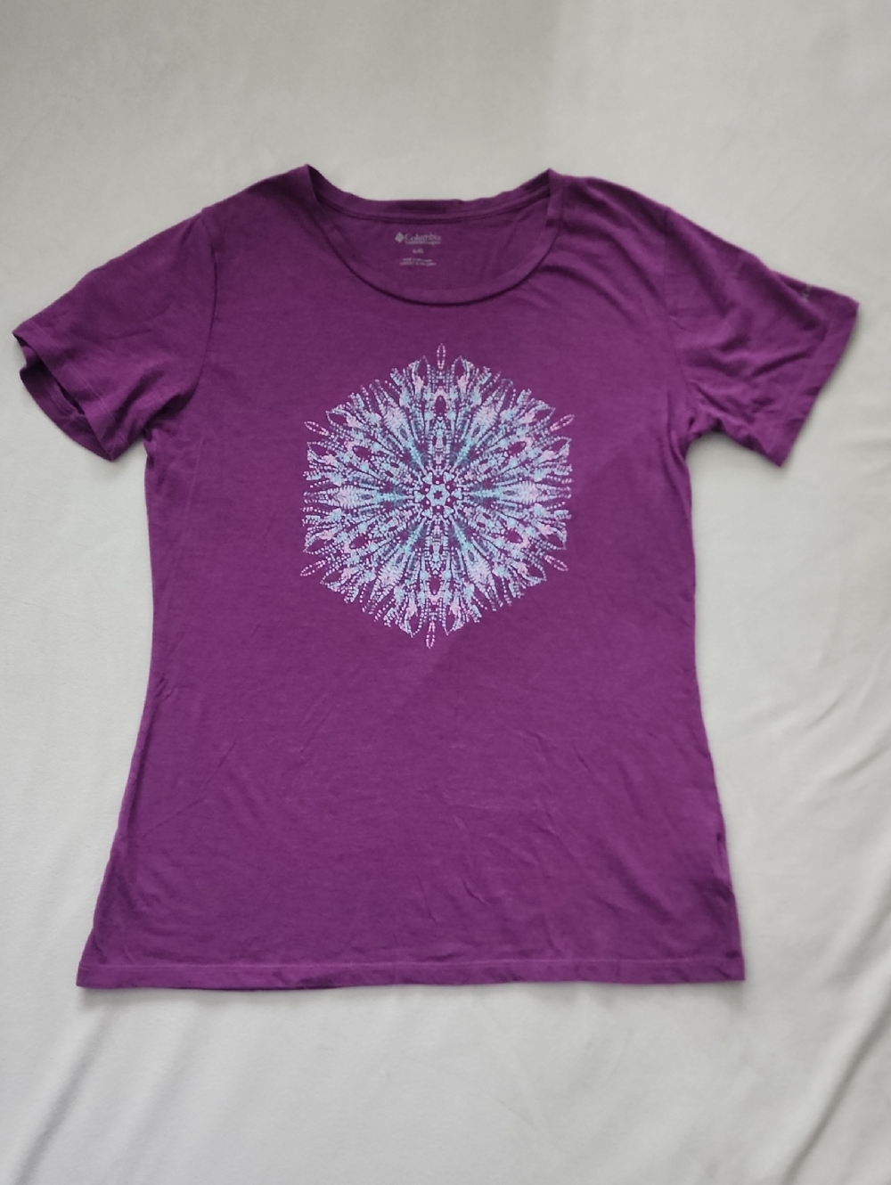 Columbia Purple Short-Sleeve Tee with Light Blue Mandala Graphic